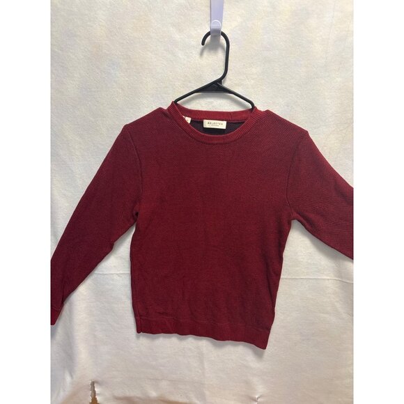 Selected Homme Red Knit Sweater S Cotton Blend Crewneck Long Sleeve Mens - Picture 1 of 10